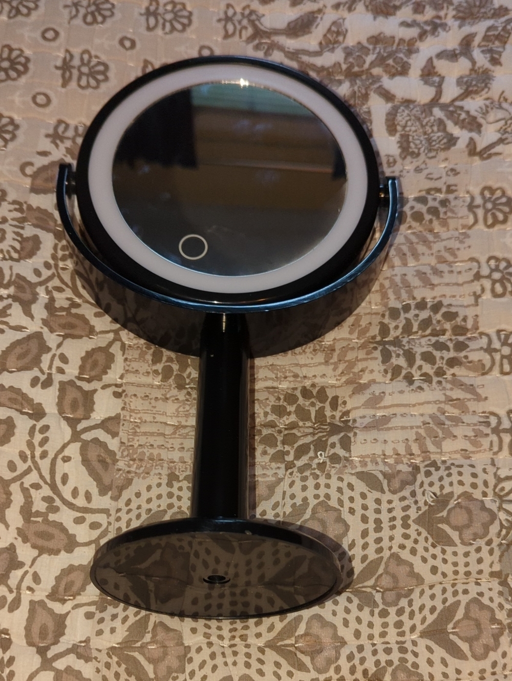 Black LED Lighted Makeup Mirror with Touch Ring